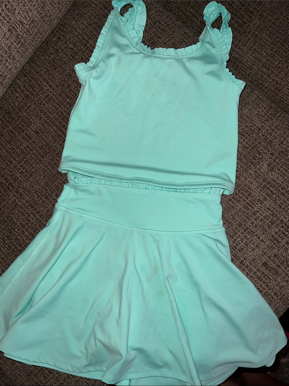 Yogalicious Aqua Ruffle Tank and Skater Skirt Set